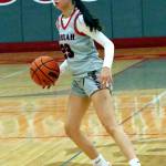 RYAN SPARKS | THE DAILY WORLD Taholah guard Maliah Pluff scored 15 points to lead the Chitwhins to a 53-48 win over Willapa Valley in a playoff-seeding game on Tuesday in Hoquiam.