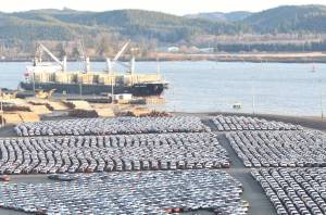 The Port of Grays Harbor is poised to handle the most auto imports it has ever seen in its 113-year history in 2025. Roll on/roll off vessels will bring at least 60,000 autos to the Port that will create hundreds of longshore, teamster rail and trucking jobs. (Port of Grays Harbor photos)