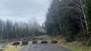 Jefferson County
Boulders are placed to ensure closure of Quinault South Shore Road.