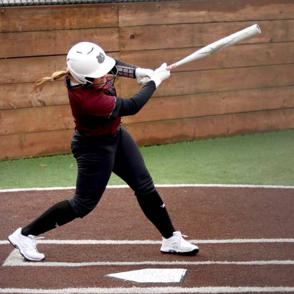PHOTO BY HAILEY BLANCAS Montesano catcher Ali Parkin belted two home runs in a 13-9 loss to Roosevelt on Saturday.