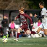 PHOTO BY FOREST WORGUM Montesano forward Brady Whipple (left) scored two goals in a 6-3 win over Hoquiam on Tuesday at Montesano High School.