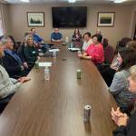 Jerry Knaak photos / The Daily World
U.S. Rep. Emily Randall, D-6th District, takes part in a roundtable discussion with Grays Harbor County civic leaders on Tuesday.
