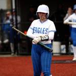 DAILY WORLD FILE PHOTO Elmas Keira White, seen here in a file photo from March 8, drove in the game-tying run in the seventh inning of a win over Woodland on Wednesday at Woodland High School.