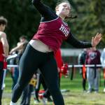 PHOTO BY FOREST WORGUM Hoquiams Sydney Gordon won the shot put to help Hoquiams girls team to a fourth-place finish at the Rainier Icebreaker on Saturday in Rainier.