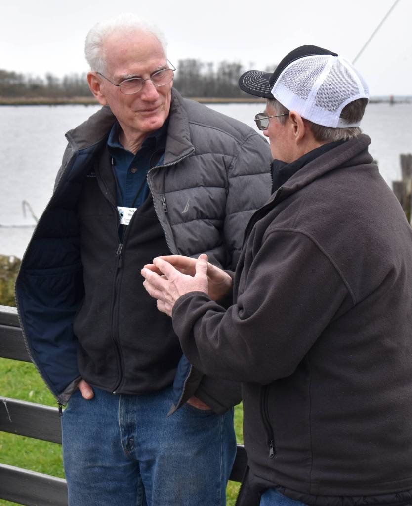 Grays Harbor County District 2 Commissioner Rick Hole, left, chats with Grays Harbor Conservation District Supervisor Rick Boyer at the 28th Street Landing and Boat Launch in Hoquiam.
