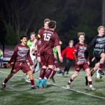 PHOTO BY FOREST WORGUM 
The Montesano Bulldogs celebrate after Felix Romero (15) scored on a penalty kick in overtime for a golden goal in a 1-0 win over Elma on Monday at Montesano High School.