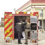 Jeff Clemens / Chinook Observer
A suspect in a stabbing incident is loaded onto an ambulance.