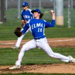 PHOTO BY FOREST WORGUM Elma starting pitcher Brody Palmer (pictured) and reliever Cole Gustafson combined to throw a no-hitter in a 10-0 win over Hoquiam on Tuesday at Olympic Stadium in Hoquiam.
