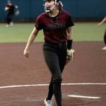 PHOTO BY HAILEY BLANCAS Montesano pitcher Violet Prince cheers during a 10-3 win over Auburn Riverside on Tuesday in Auburn.