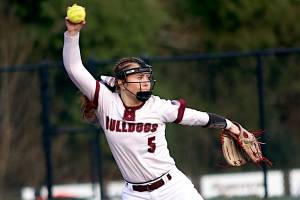 PHOTO BY HAILEY BLANCAS Montesano pitcher Grace Gooding tossed a one-hit shutout in an 8-0 win over Lynden Christian on Friday in Montesano.