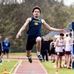 ALICIA TISDALE | ALICIATISDALE.COM Aberdeens Isaac Garcia won three events, including the triple jump (pictured), and broke two meet records at the Ray Ryan Memorial Grays Harbor Championships on Saturday at Miller Junior High School in Aberdeen.