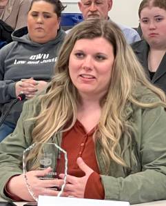 Ruth Clemens
Julie Rajcich accepts an award from the city of Aberdeen on behalf of Gray Acres.