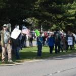 Jerry Knaak photos / The Daily World
Roughly 500 people line Pt. Brown Avenue in Ocean Shores on Saturday as part of a nationwide campaign of protests against the Trump administration.