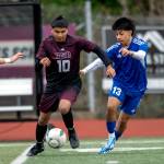 PHOTO BY FOREST WORGUM Raymond-South Bends Adam Mora (10), seen here in a file photo with Elmas Gregory Mendez, scored the eventual game-winning goal in a 2-1 on Tuesday at South Bend High School.
