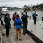 Ryan Yuan photos / Chinook Observer
Skills & Drills workshop instructor and fisherman Robert Maw gives workshop participants a tour of a boat docked at the Port of Willapa Harbor.
