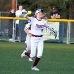 RYAN SPARKS | THE DAILY WORLD Montesano left fielder Liv Robinson went 4 for 4 at the plate in the Bulldogs 11-1 victory over Pe Ell-Willapa Valley on Monday in Montesano.