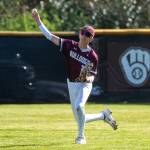 PHOTO BY FOREST WORGUM Montesanos Tyson Perry makes a throw during a doubleheader against Tenino on Friday at Vessey Field in Montesano.