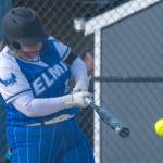 PHOTO BY FOREST WORGUM Elmas Jasmyne Kish connects on a pitch during a 20-1 win over Tenino on Monday in Elma.