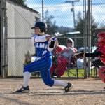 CHRYSTAL WELD PHOTOGRAPHY Elmas Holly Murphy was one of six Eagles to have a multi-hit game in a 20-1 rout of Tenino on Monday in Elma.
