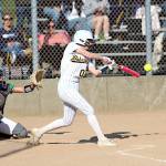 RYAN SPARKS | THE DAILY WORLD Aberdeens Britten Neal hits a pitch during a 2-1 loss to Tumwater on Thursday at the Bishop Athletic Complex in Aberdeen.