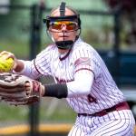 PHOTO BY FOREST WORGUM Montesano shortstop Addi Kersker throws to first during a 16-5 win over College Place on Saturday at Montesano High School.