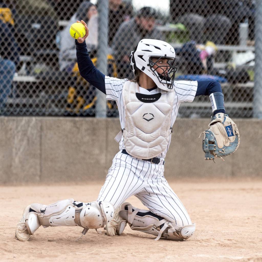 ALICIA TISDALE | ALICIA TISDALE PHOTOGRAPHY Aberdeen catcher Alyssa Yakovich had three hits in an 11-1 win over Centralia on Monday at Stewart Field in Aberdeen.