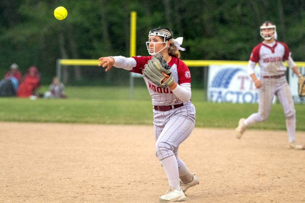 PHOTO BY FOREST WORGUM Hoquiam second baseman Avery Templer had four hits to lead Hoquiam to a 13-4 win over Tenino on Monday at John Gable Park in Hoquiam.