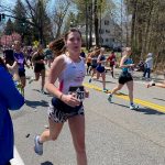 Emily Shay competes in the 129th Boston Marathon.