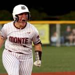 PHOTO BY HAILEY BLANCAS Montesano catcher Ali Park celebrates after hitting a game-winning home run in the bottom of the seventh inning in a 7-6 victory over Rochester on Thursday in Montesano.