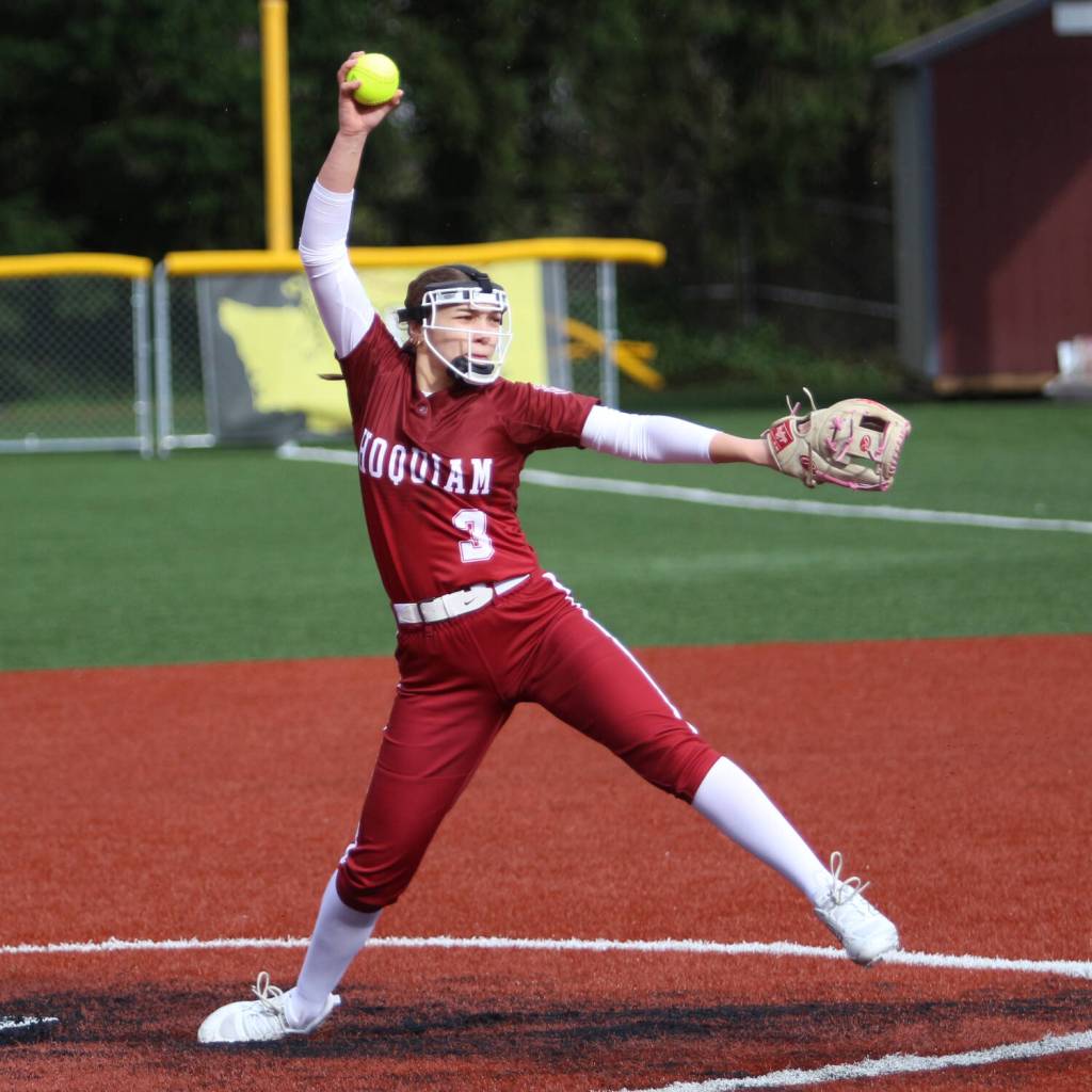 DAILY WORLD FILE PHOTO 
Hoquiam pitcher Hailee Burgess earned the win in a 13-6 victory over Ilwaco on Wednesday at John C. Gable Park in Hoquiam.