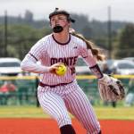 NICOLE SHANNON | THE CHRONICLE Montesano first baseman Kylee Wisdom fields the ball during a 1A District 1/4 Tournament game on Wednesday in Centralia.