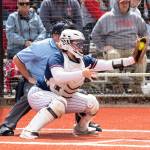 NICOLE SHANNON | MAIN FOCUS MEDIA Pe Ell-Willapa Valley catcher Sophia Milanowski had a home run in a 2B District 4 semifinal win over Napavine on Wednesday in Centralia.