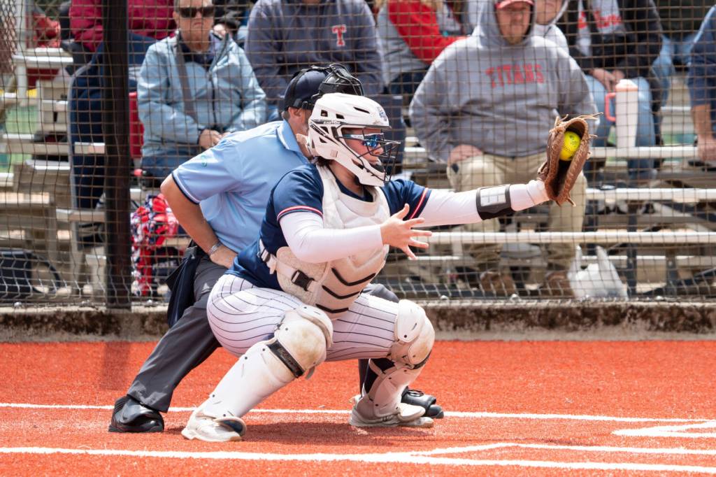 NICOLE SHANNON | MAIN FOCUS MEDIA Pe Ell-Willapa Valley catcher Sophia Milanowski had a home run in a 2B District 4 semifinal win over Napavine on Wednesday in Centralia.