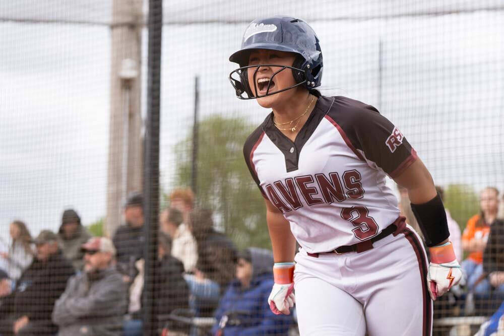 KODY CHRISTEN | THE CHRONICLE Raymond-South Bends Berklee Morley cheers during a 10-0 win over Adna in a 2B District 4 semifinal game on Wednesday in Centralia.