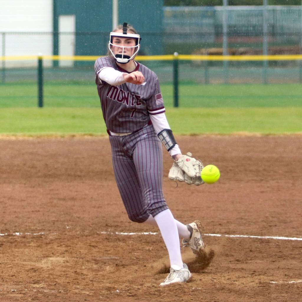 RYAN SPARKS | THE DAILY WORLD Montesano pitcher Violet Prince earned the win in a 14-6 victory over Seton Catholic in the 1A District 1/4 championship game on Thursday in Centralia.
