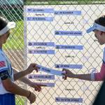 CHRYSTAL WELD PHOTOGRAPHY The Elma Eagles move their placard up the bracket after defeating Naches Valley in the first round of the 1A State Tournament on Thursday in Richland.