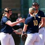 SUBMITTED PHOTO 
Aberdeens Maysinn Jones (left), Abby Mainio (10) and Lilly Camp give high-fives during the 2A State Championship game against Port Angeles on Saturday at Carlon Park in Selah.