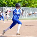 CHRYSTAL WELD PHOTOGRAPHY Elmas Emily Comer heads to first during a state-semifinal game against Seton Catholic on Saturday in Richland