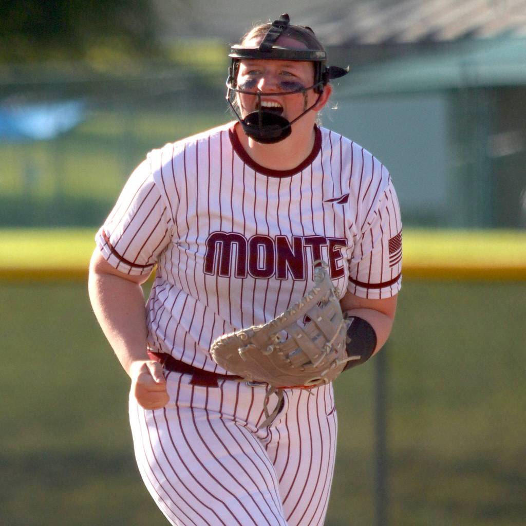 PHOTO BY HAILEY BLANCAS Montesano first baseman Kylee Wisdom celebrates during a 10-5 win over Rochester in the 1A State Championship game on Saturday, May 24 in Richland.
