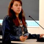 Jerry Knaak / The Daily World
Librarian Janice Rabe of the Aberdeen branch of the Timberland Regional Library speaks during the public comment period of the May 28 Aberdeen City Council meeting at Grays Harbor College.