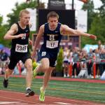 SUBMITTED PHOTO 
Aberdeens Henry Nelson (right) leans across the finish line of the 2A boys 800 meters at the 2A State Championships on Saturday in Tacoma.