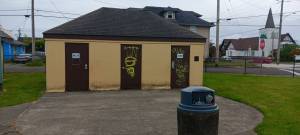 Hoquiam Police Department photos
A building in Art Pocklington Central Play Park in Hoquiam was recently tagged.