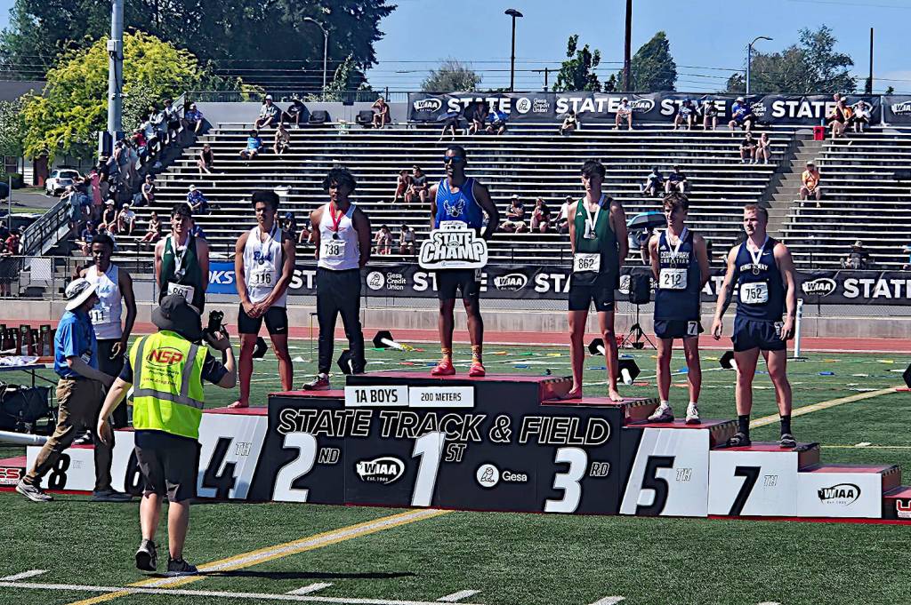 SUBMITTED PHOTO Elmas Ricardo Guadarrama (1) beat the field to win the 1A State Championship in the boys 200 meters on Saturday in Yakima.