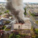 Eric Timmons
This photo was taken by a drone from the east side of the Armory Building, which caught on fire on a Saturday morning June 9, 2018.