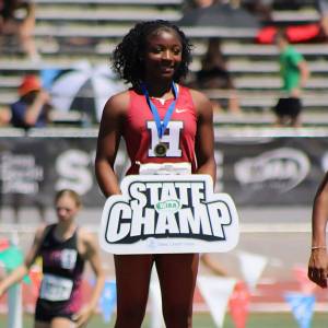 SUBMITTED PHOTO 
Hoquiams RanaèJah Burtenshaw won the 1A State Championship in the girls 100 meters earlier this month at Zaepfel Stadium in Yakima.
SUBMITTED PHOTO Hoquiams RanaèJah Burtenshaw won the 1A State Championship in the girls 100 meters earlier this month at Zaepfel Stadium in Yakima.