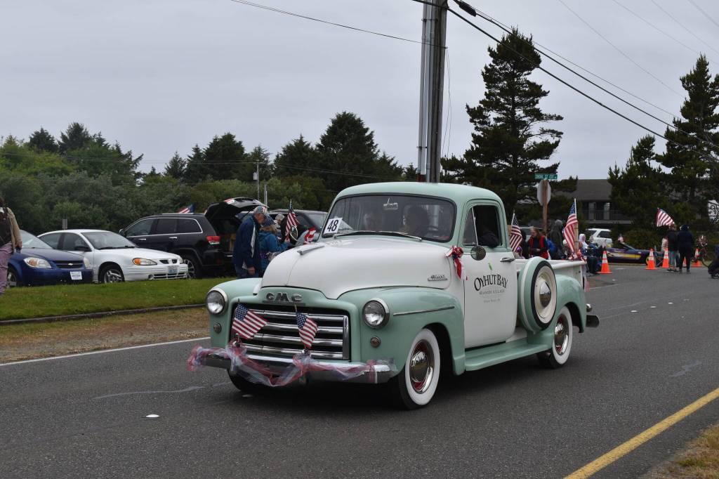 Oyhut Bays vintage GMC pickup truck took part in the Ocean Shores Flag Day Parade.