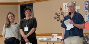 The Chronicle
Author Kathie Deviny of Olympia, right, introduces Browsers Bookshop owner Andrea Y. Griffith, left, and author illustrator Corrina Luyken, center.