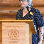 President of Grays Harbor College Dr. Carli Schiffner addresses assembled guests at the GGHI State of Grays Harbor event. ( Jerry Knaak / The Daily World )