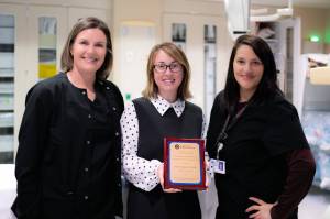 HRH Photo
From Left: Lisa Reimer, RN; CNO Shannon Johnson, MSN, RN; Cardiac Cath Lab Director, Anna Gutierrez.