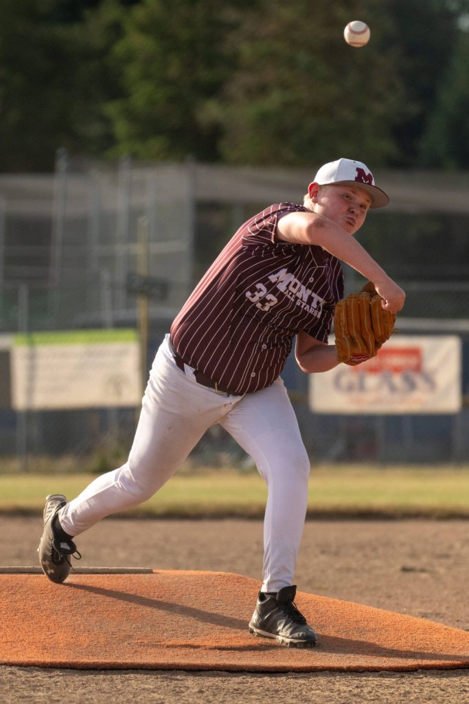 PHOTO BY FOREST WORGUM Montesano pitcher Arik Barnes earned the win in a 14-8 victory over Capitol in the District 3 Juniors Division Championship game on Wednesday in Olympia.
